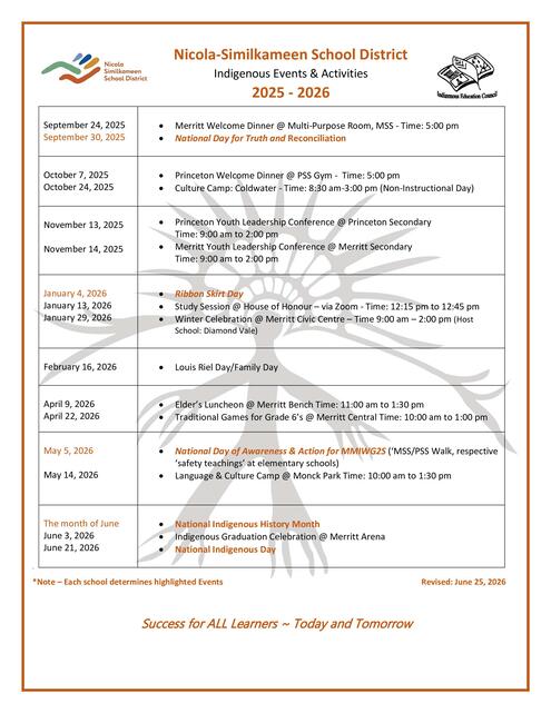 Indigenous Events and Activities 2025-2026