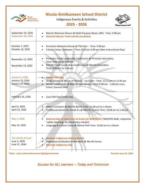 Indigenous Events and Activities 2025-2026